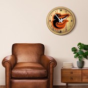 Baltimore Orioles: "Faux" Barrel Top Clock, FNB-MBBALT-560-01