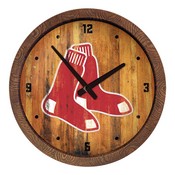 Boston Red Sox: Weathered "Faux" Barrel Top Clock, FNB-MBBOST-560-03