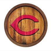 Cincinnati Reds: Logo - Weathered "Faux" Barrel Top Sign, FNB-MBCINC-240-06