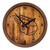 Cleveland Guardians: Branded "Faux" Barrel Top Clock, FNB-MBCLVD-560-02