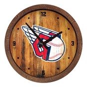 Cleveland Guardians: Weathered "Faux" Barrel Top Clock, FNB-MBCLVD-560-03