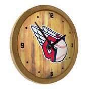 Cleveland Guardians: Weathered "Faux" Barrel Top Clock, FNB-MBCLVD-560-03