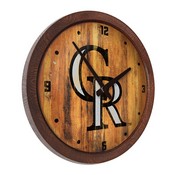 Colorado Rockies: Weathered "Faux" Barrel Top Clock, FNB-MBCOLO-560-03