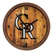 Colorado Rockies: Weathered "Faux" Barrel Top Clock, FNB-MBCOLO-560-03