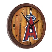 Los Angeles Angels: Weathered "Faux" Barrel Top Clock, FNB-MBLAAN-560-03