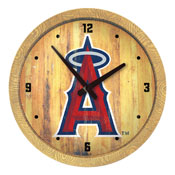 Los Angeles Angels: Weathered "Faux" Barrel Top Clock, FNB-MBLAAN-560-03