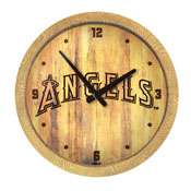 Los Angeles Angels: Wordmark - Branded "Faux" Barrel Top Clock, FNB-MBLAAN-560-05