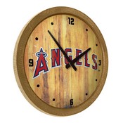 Los Angeles Angels: Wordmark - Weathered "Faux" Barrel Top Clock, FNB-MBLAAN-560-06