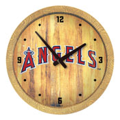 Los Angeles Angels: Wordmark - Weathered "Faux" Barrel Top Clock, FNB-MBLAAN-560-06