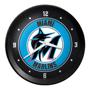 Miami Marlins: Ribbed Frame Wall Clock, MBMIAM-530-01