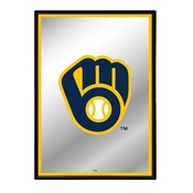 Milwaukee Brewers: Vertical Framed Mirrored Wall Sign, AGS-MBMILW-275-01A