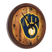 Milwaukee Brewers: Logo - Weathered "Faux" Barrel Top Clock, FNB-MBMILW-560-06