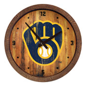 Milwaukee Brewers: Logo - Weathered "Faux" Barrel Top Clock, FNB-MBMILW-560-06