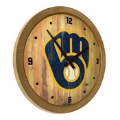 Milwaukee Brewers: Logo - Weathered "Faux" Barrel Top Clock, FNB-MBMILW-560-06