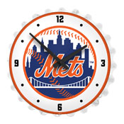 New York Mets: Bottle Cap Lighted Wall Clock, MBNYMT-545-01