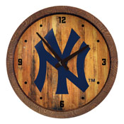 New York Yankees: Logo - "Faux" Barrel Top Clock, FNB-MBNYYS-560-04