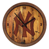New York Yankees: Logo - Branded "Faux" Barrel Top Clock, FNB-MBNYYS-560-05