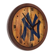 New York Yankees: Logo - Weathered "Faux" Barrel Top Clock, FNB-MBNYYS-560-06