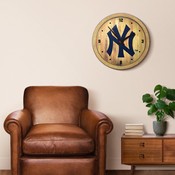 New York Yankees: Logo - "Faux" Barrel Top Clock, FNB-MBNYYS-560-04