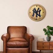 New York Yankees: Logo - Weathered "Faux" Barrel Top Clock, FNB-MBNYYS-560-06