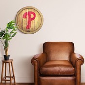 Philadelphia Phillies: Logo - Weathered "Faux" Barrel Top Sign, FNB-MBPHIL-240-06