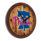 Philadelphia Phillies: "Faux" Barrel Top Clock, FNB-MBPHIL-560-01