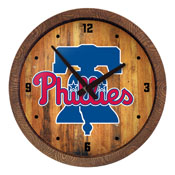 Philadelphia Phillies: "Faux" Barrel Top Clock, FNB-MBPHIL-560-01