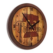 Philadelphia Phillies: Branded "Faux" Barrel Top Clock, FNB-MBPHIL-560-02