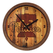Philadelphia Phillies: Branded "Faux" Barrel Top Clock, FNB-MBPHIL-560-02