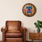 Philadelphia Phillies: Weathered "Faux" Barrel Top Clock, FNB-MBPHIL-560-03