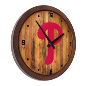 Philadelphia Phillies: Logo - "Faux" Barrel Top Clock, FNB-MBPHIL-560-04