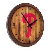 Philadelphia Phillies: Logo - Weathered "Faux" Barrel Top Clock, FNB-MBPHIL-560-06