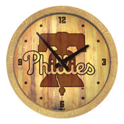 Philadelphia Phillies: Branded "Faux" Barrel Top Clock, FNB-MBPHIL-560-02