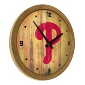 Philadelphia Phillies: Logo - Weathered "Faux" Barrel Top Clock, FNB-MBPHIL-560-06