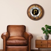 Pittsburgh Pirates: Weathered "Faux" Barrel Top Clock, FNB-MBPITT-560-03