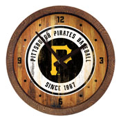 Pittsburgh Pirates: Weathered "Faux" Barrel Top Clock, FNB-MBPITT-560-03