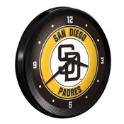 San Diego Padres: Ribbed Frame Wall Clock, MBSDIE-530-01