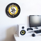 San Diego Padres: Ribbed Frame Wall Clock, MBSDIE-530-01