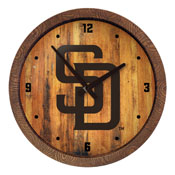 San Diego Padres: Logo - "Faux" Barrel Top Clock, FNB-MBSDIE-560-04