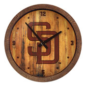 San Diego Padres: Logo - Branded "Faux" Barrel Top Clock, FNB-MBSDIE-560-05
