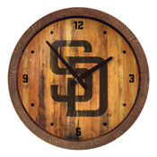 San Diego Padres: Logo - Weathered "Faux" Barrel Top Clock, FNB-MBSDIE-560-06