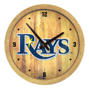 Tampa Bay Rays: Weathered "Faux" Barrel Top Clock, FNB-MBTBAY-560-03