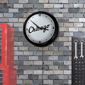 Chicago White Sox: Wordmark - Retro Lighted Wall Clock, MBWSOX-550-02