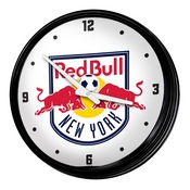New York Red Bulls: Retro Lighted Wall Clock, FNB-MSNYRB-550-01A