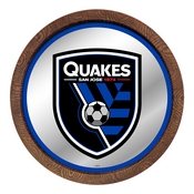 San Jose Earthquakes: Barrel Top Framed Mirror Mirrored Wall Sign, FNB-MSSJSE-245-01A