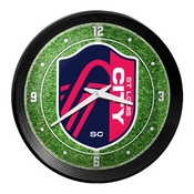 St. Louis CITYSC: Pitch - Ribbed Frame Wall Clock, MSSTLC-530-02