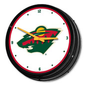 Minnesota Wild: Illuminated Retro Diner Wall Clock, NHMINN-550-01