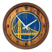 Golden State Warriors: "Faux" Barrel Top Clock, FNB-NBGSWR-560-01