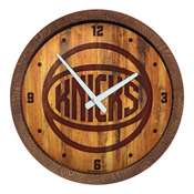 New York Knicks: Logo - "Faux" Barrel Top Clock, FNB-NBNYKS-560-04