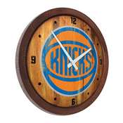 New York Knicks: Logo - "Faux" Barrel Top Clock, FNB-NBNYKS-560-04